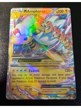 Mega Ampharos EX Pokémon Card Holo Rare 28/98 From XY Ancient Origins Set 2015